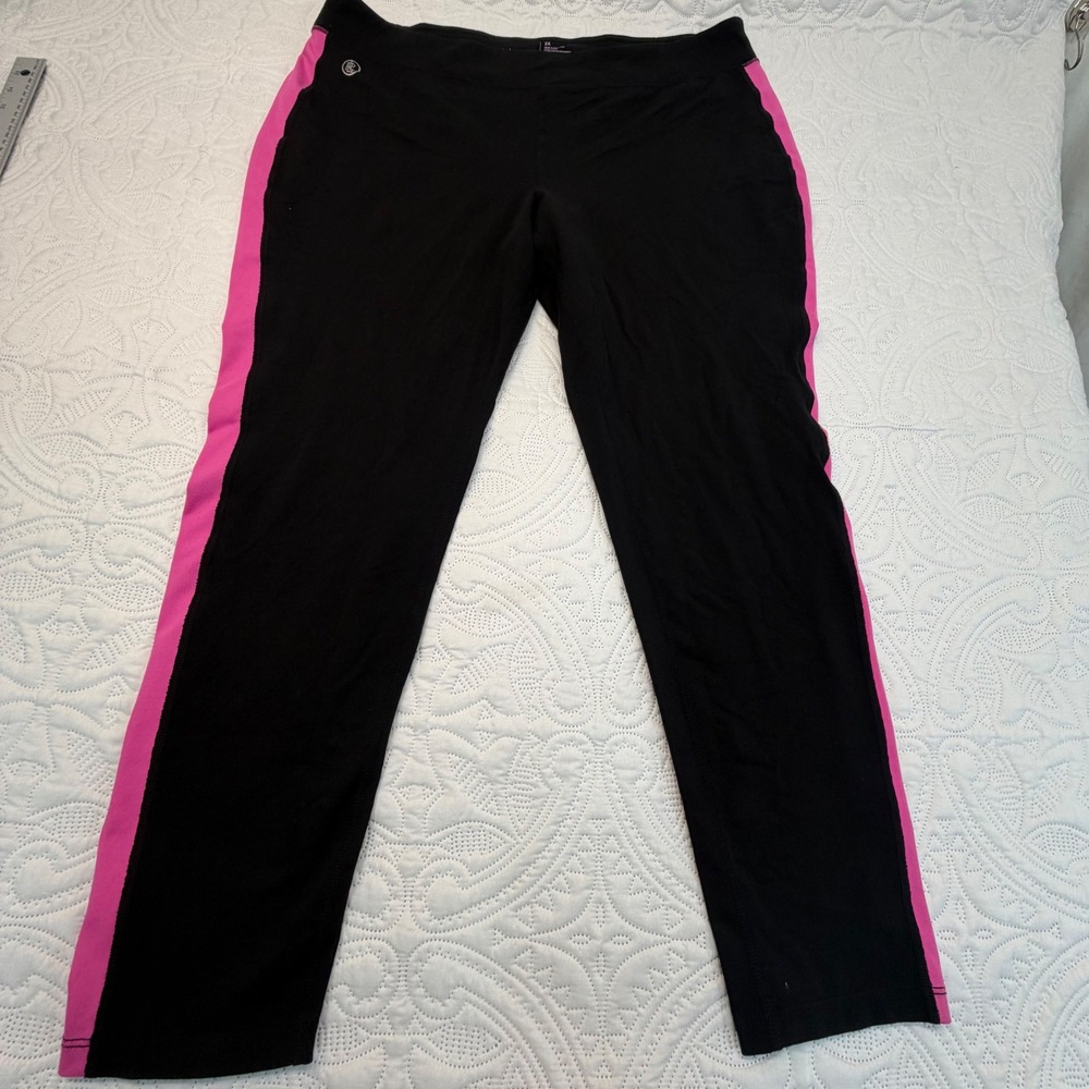 Lauren Ralph Lauren Black Pink Side Stripe Leggings 2X Activewear Yoga Pants